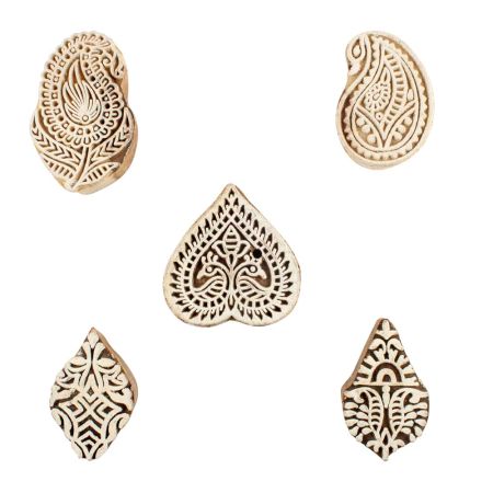 Set of 5 Piece New Mix Wooden Printing Blocks